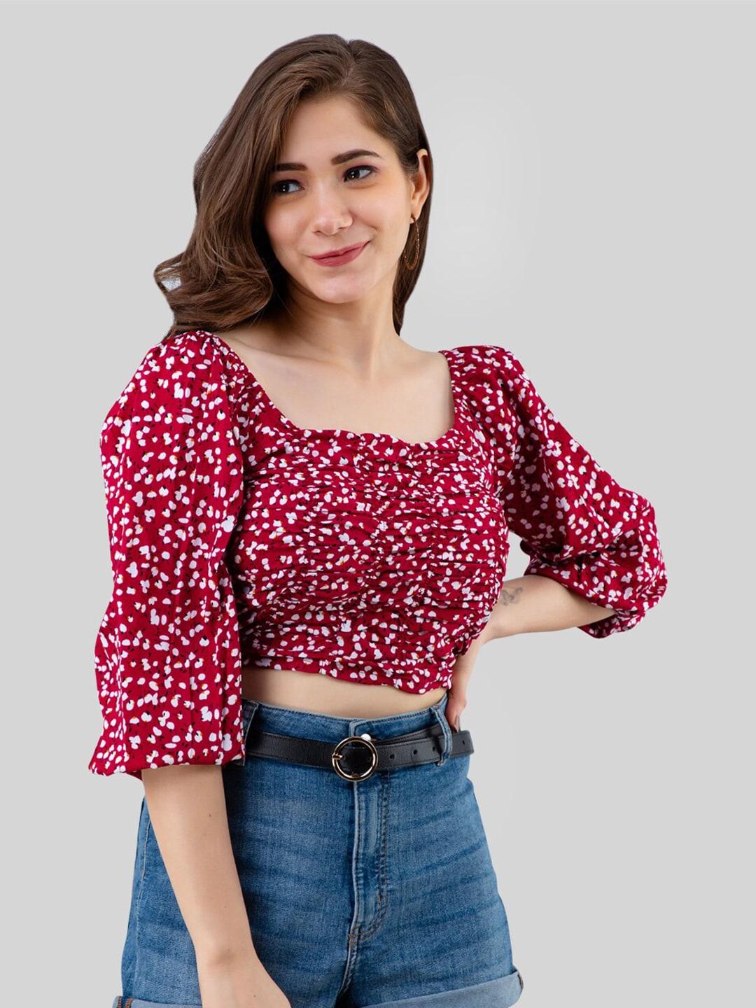 pretty-loving-thing-red-floral-print-blouson-crop-top