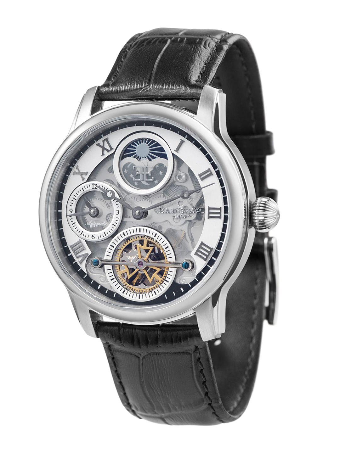 earnshaw-men-white-brass-printed-dial-&-black-leather-analogue-automatic-motion-watch