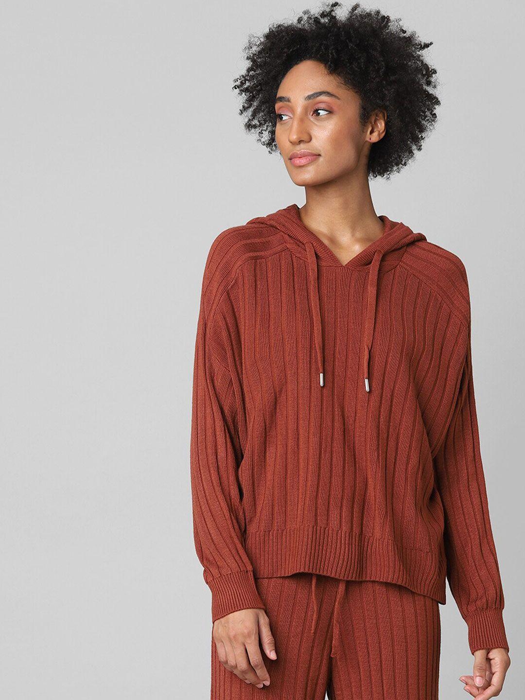 only-women-maroon-ribbed-pullover