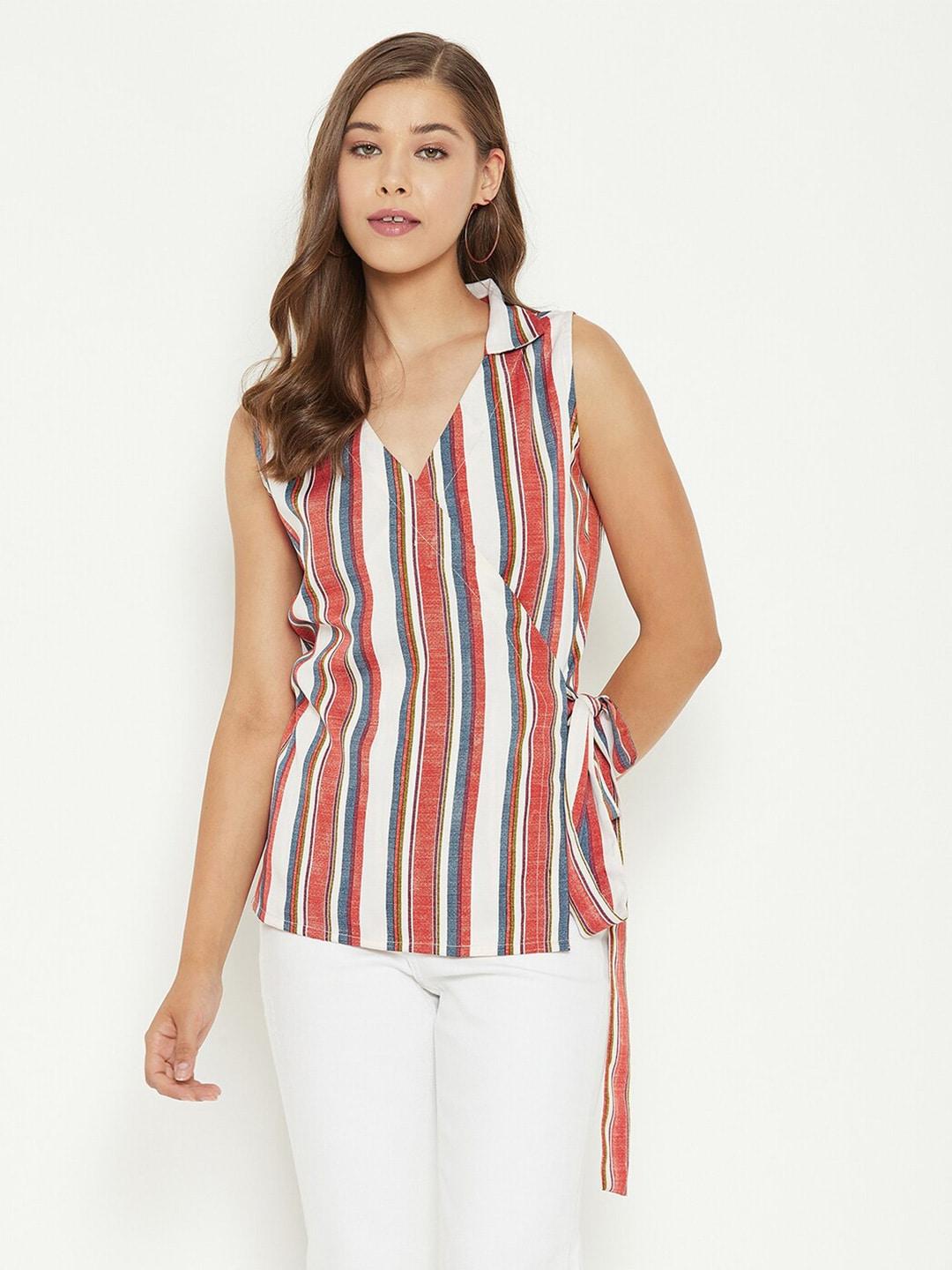 purys-off-white-&-red-striped-wrap-top