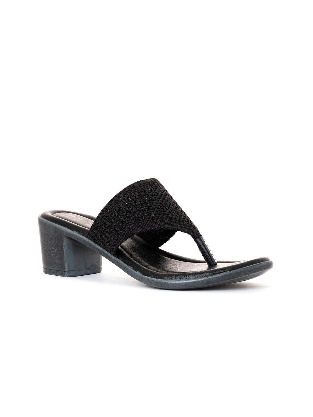 khadims-black-textured-block-sandals