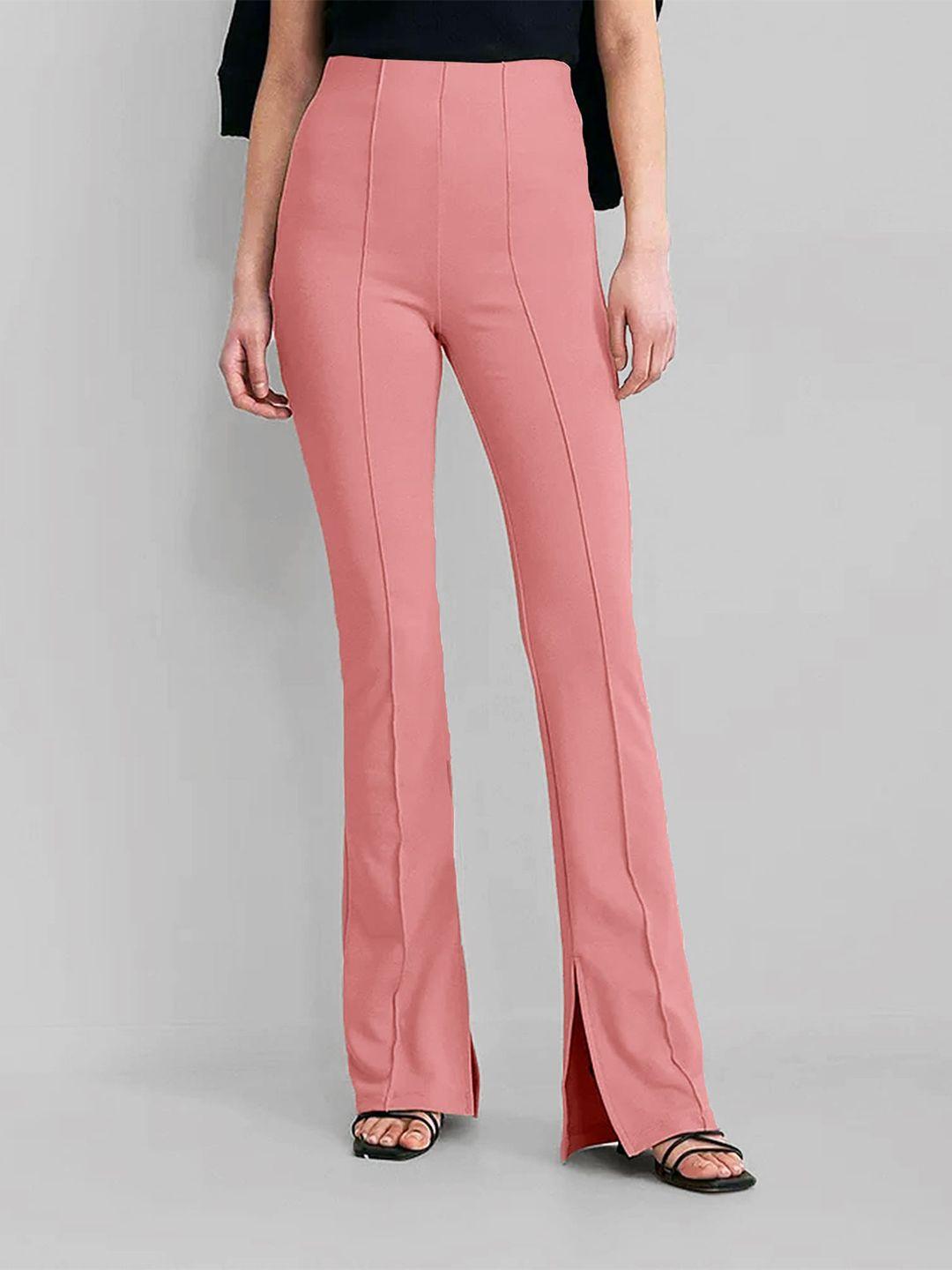 ADDYVERO Women Peach-Coloured Relaxed High-Rise Regular Fit Trousers