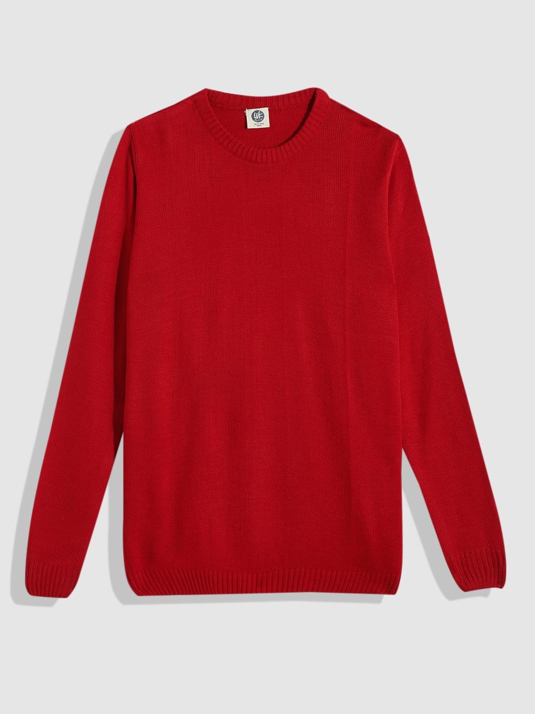 YK Boys Red  Solid Pullover