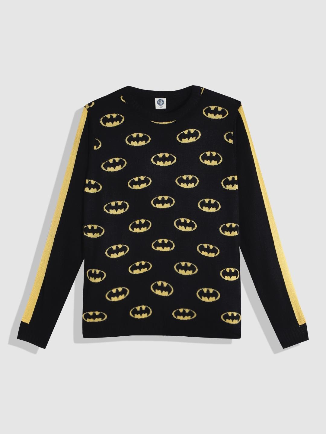 YK Justice League Boys Black & Yellow Batman Printed Pullover