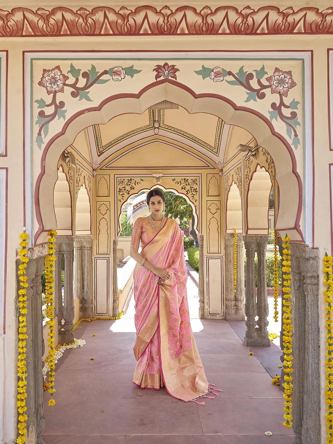 elora-pink-&-gold-toned-woven-design-silk-blend-banarasi-saree