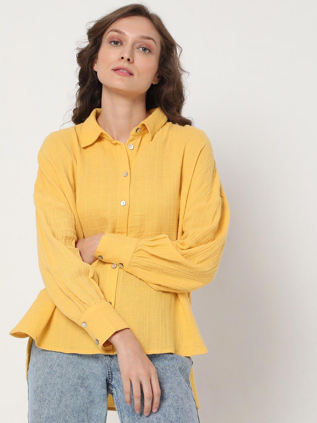 Vero Moda Women Yellow Casual Shirt