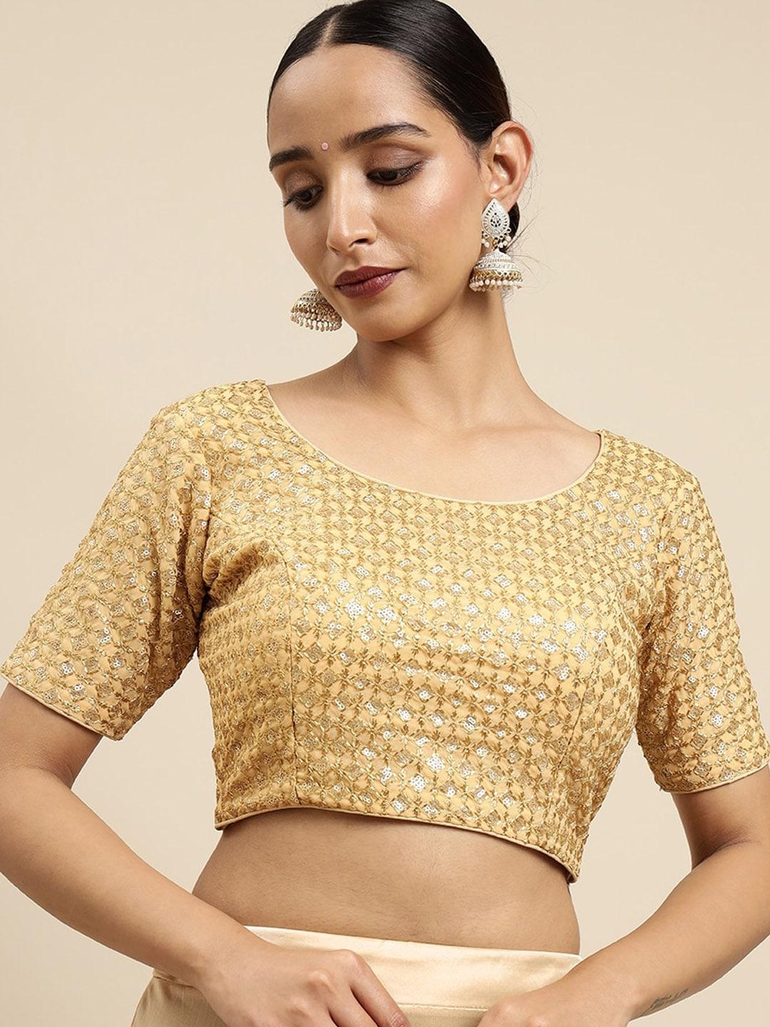 mimosa-brown-embroidered-readymade-saree-blouse