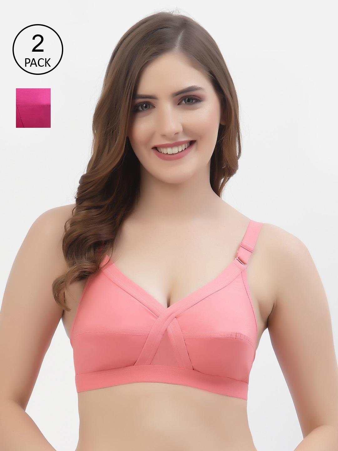 Floret Pack of 2 Rose & Magenta Non-Padded Non-Wired Everyday Bras