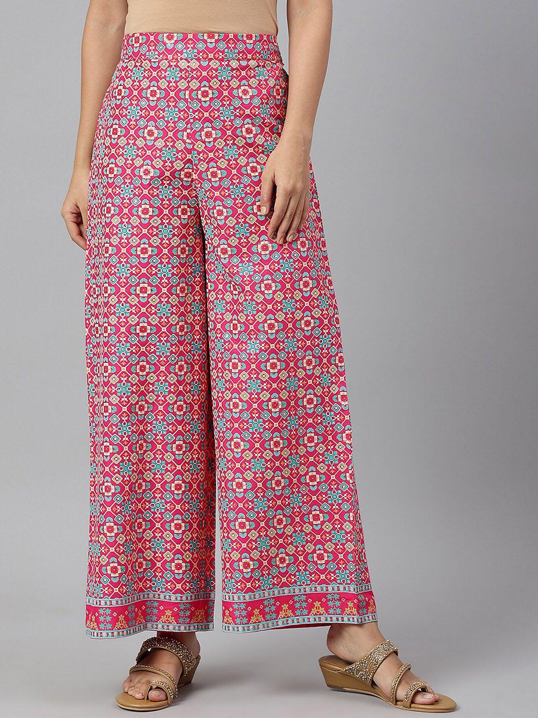 W Women Rose Floral Printed Trousers
