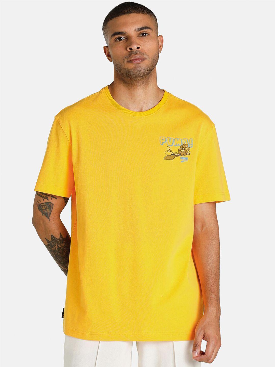 Puma Men Yellow Downtown Graphic T-shirt