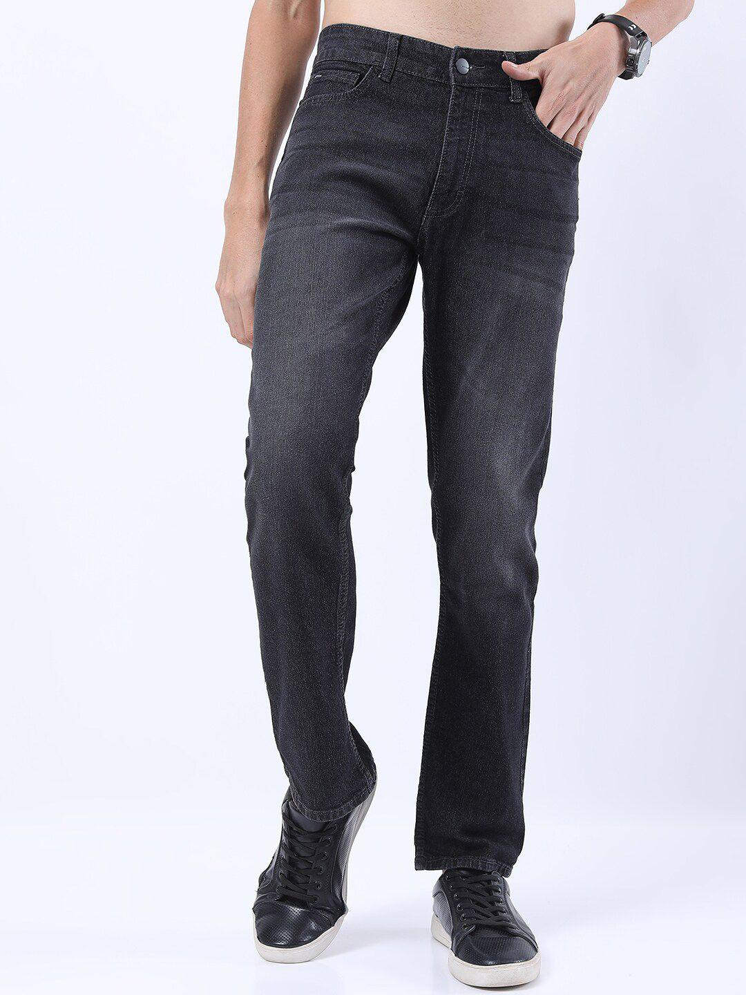 KETCH Men Charcoal Straight Fit Mid-Rise Light Fade Stretchable Jeans