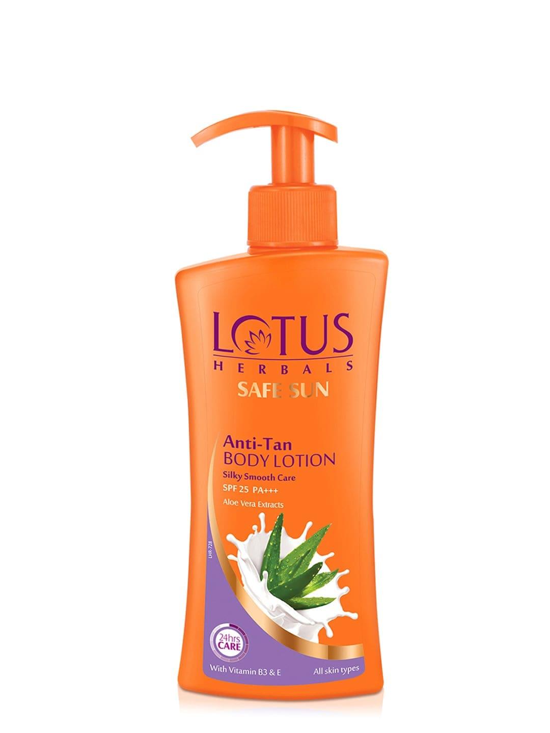 Lotus Herbals Safe Sun Anti-Tan SPF 25 PA+++ Aloe Extract Sustainable Body Lotion 250 ml