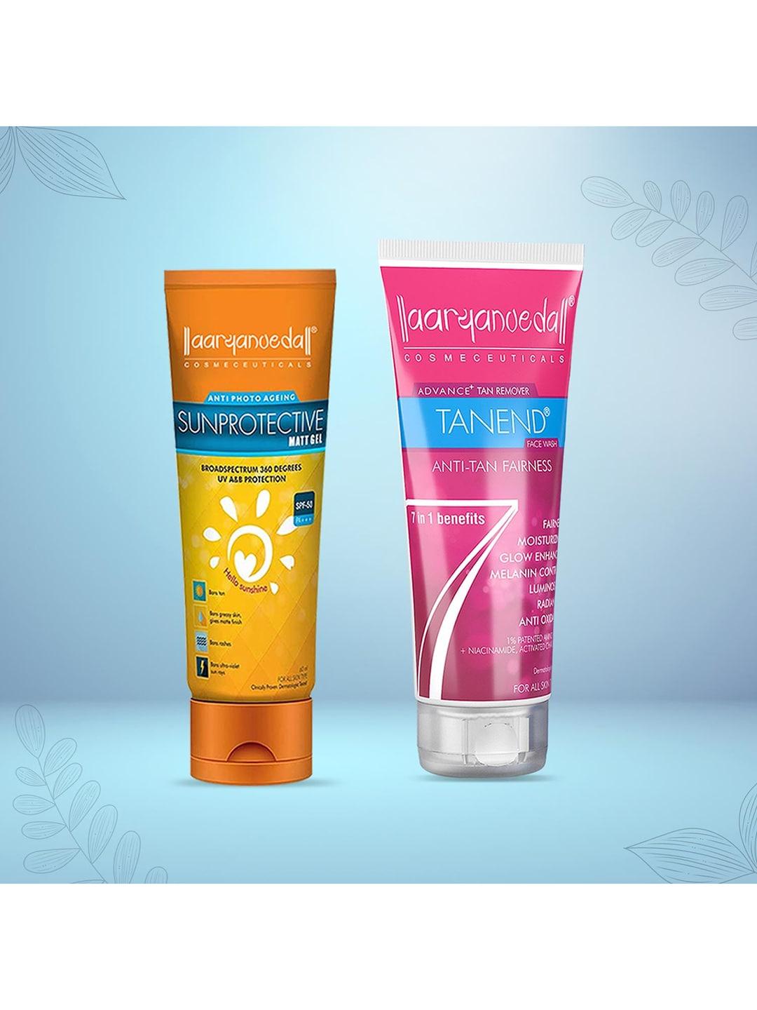 Aryanveda Sunscreen Spf 50 PA+++ With Tanend Face Wash For Fairness & Tan Removal 120g each