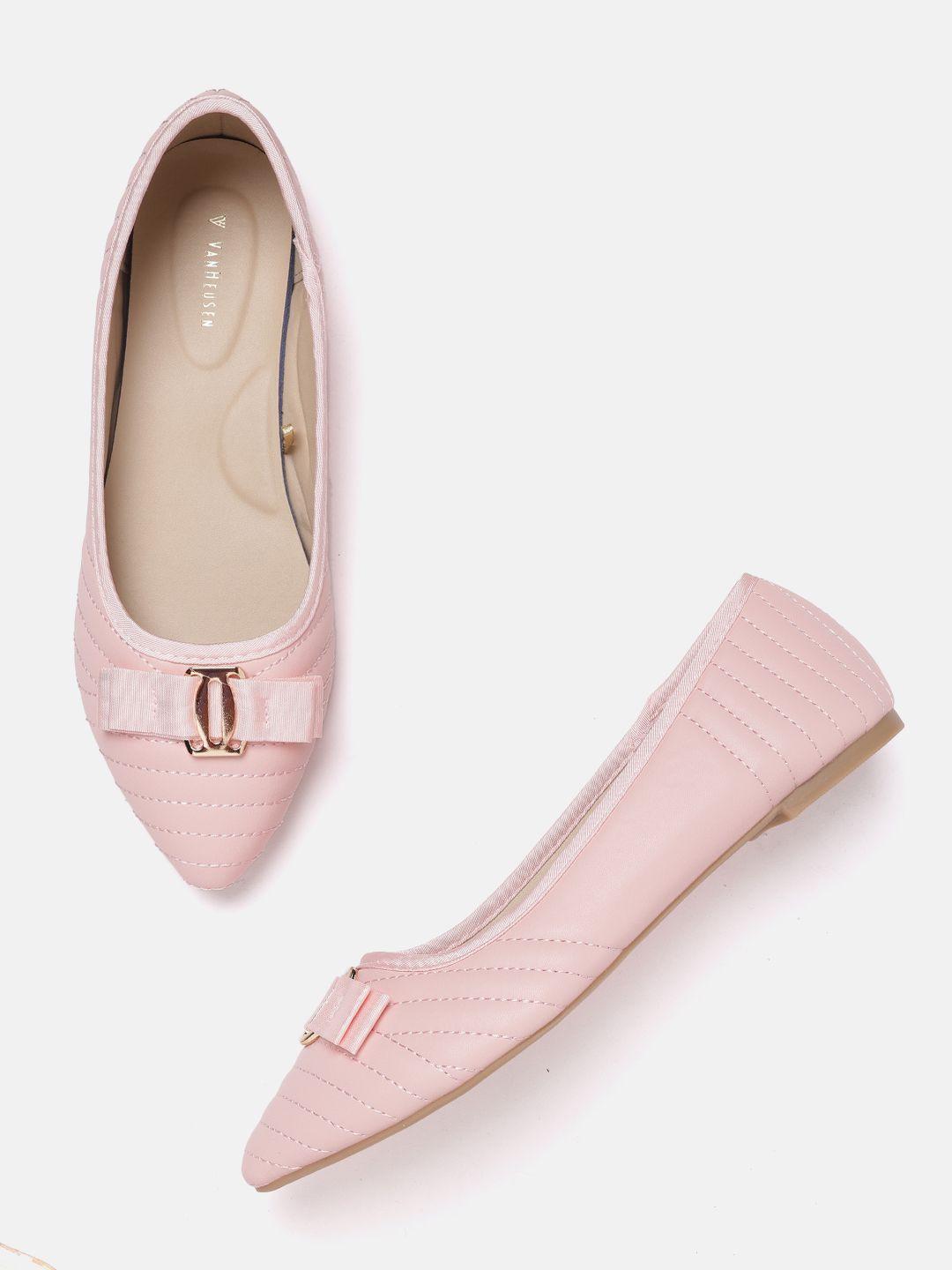 Van Heusen Woman Pink Solid Ballerinas with Bow Detail