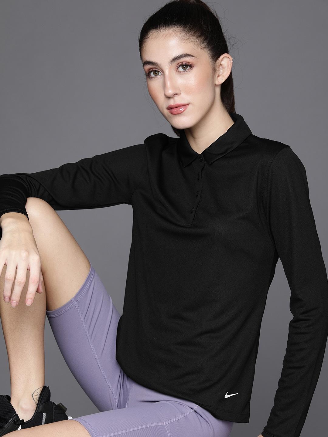 nike-women-black-solid-shirt-collar-dri-fit-casual-top