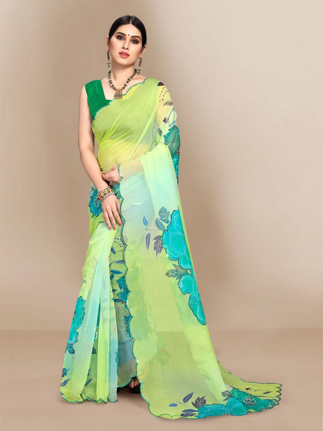 vairagee-green-&-blue-floral-embroidered-organza-saree