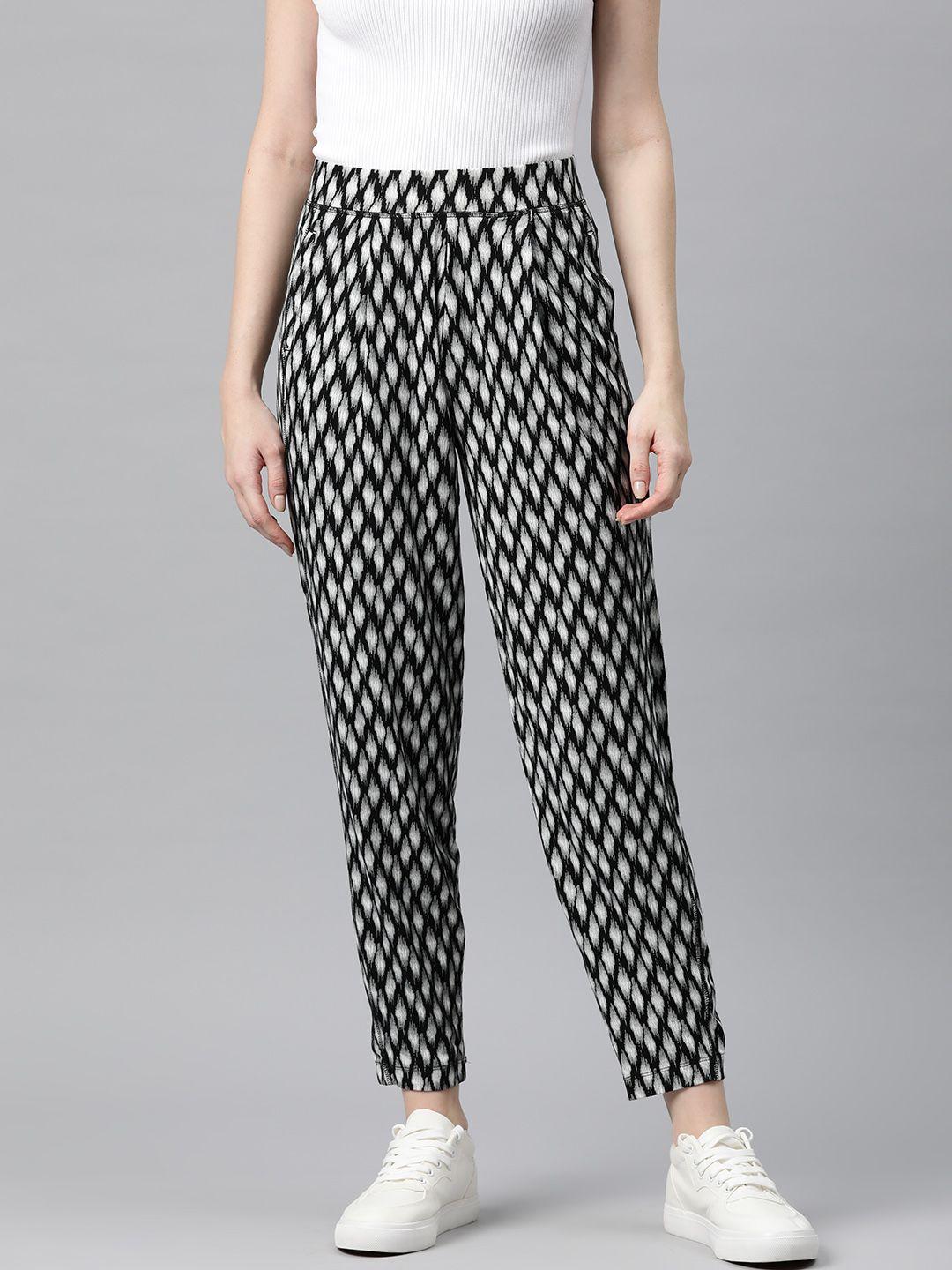Marks & Spencer Women Printed High-Rise Trousers