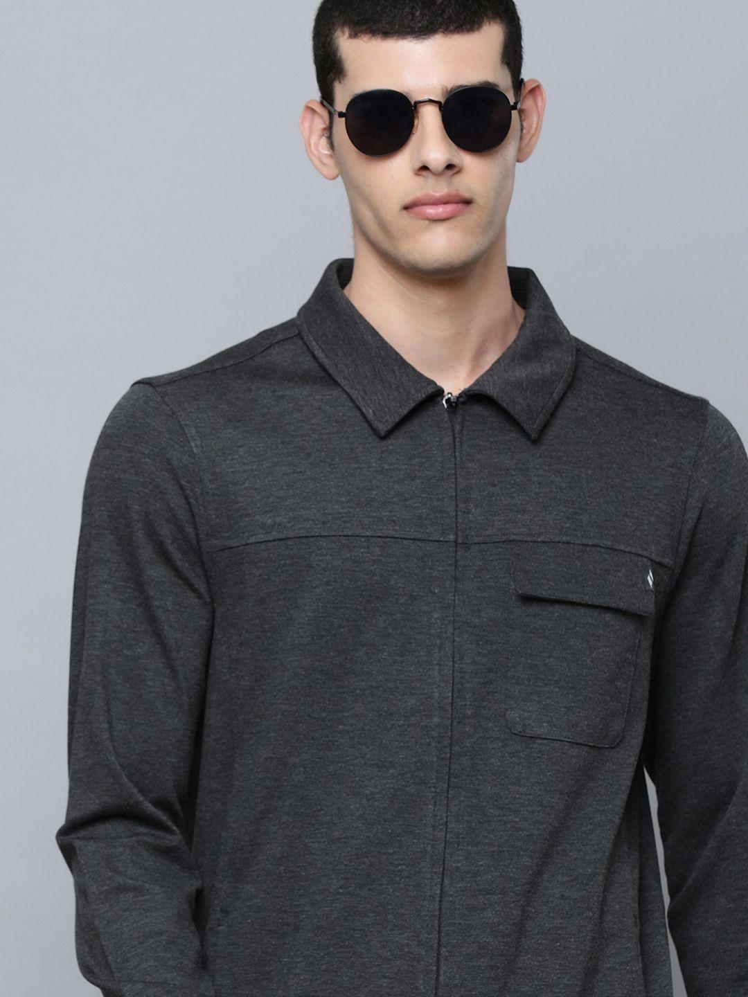 skechers-men-charcoal-grey-melange-solid-goknit-ultra-shacket-sweatshirt
