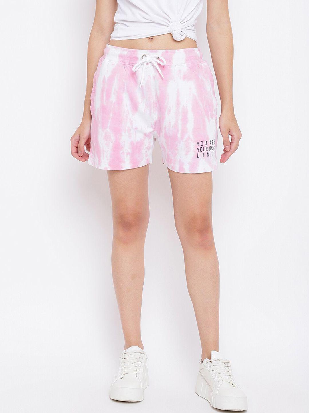 Belliskey Women Pink Printed High-Rise Shorts