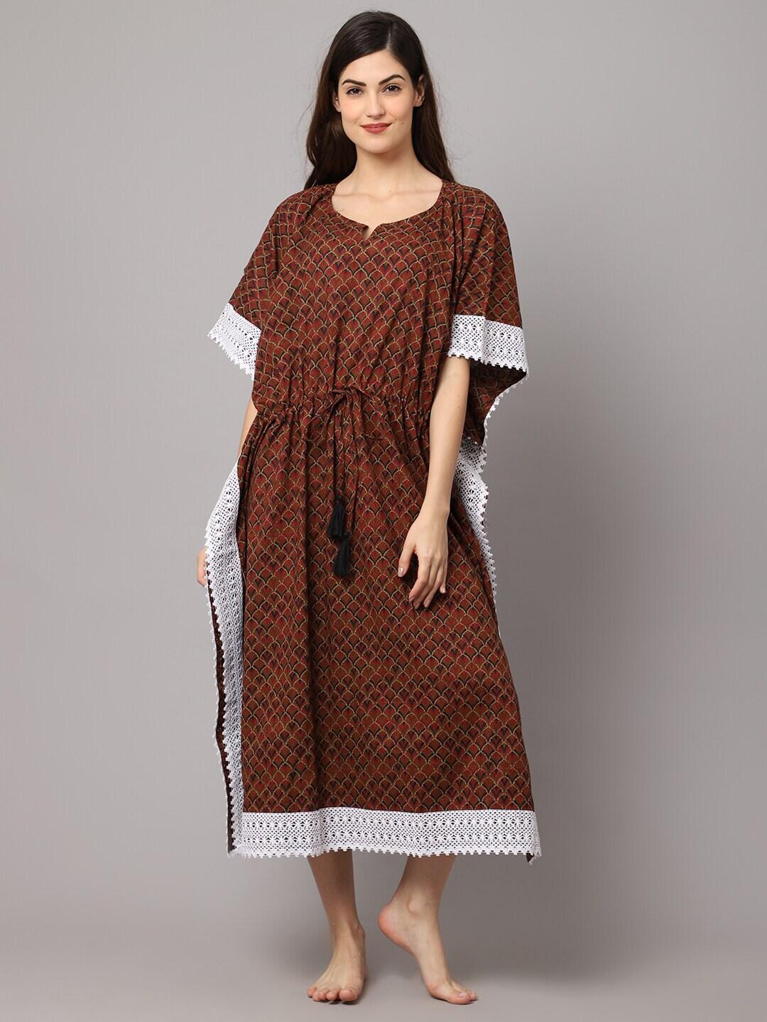 Shararat women Brown Printed Nightdress