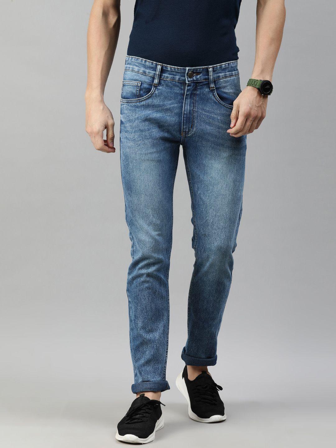 Urbano Fashion Men Blue Slim Fit Heavy Fade Stretchable Jeans