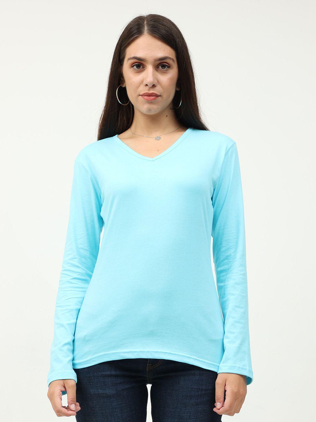 fleximaa-women-blue-v-neck-t-shirt