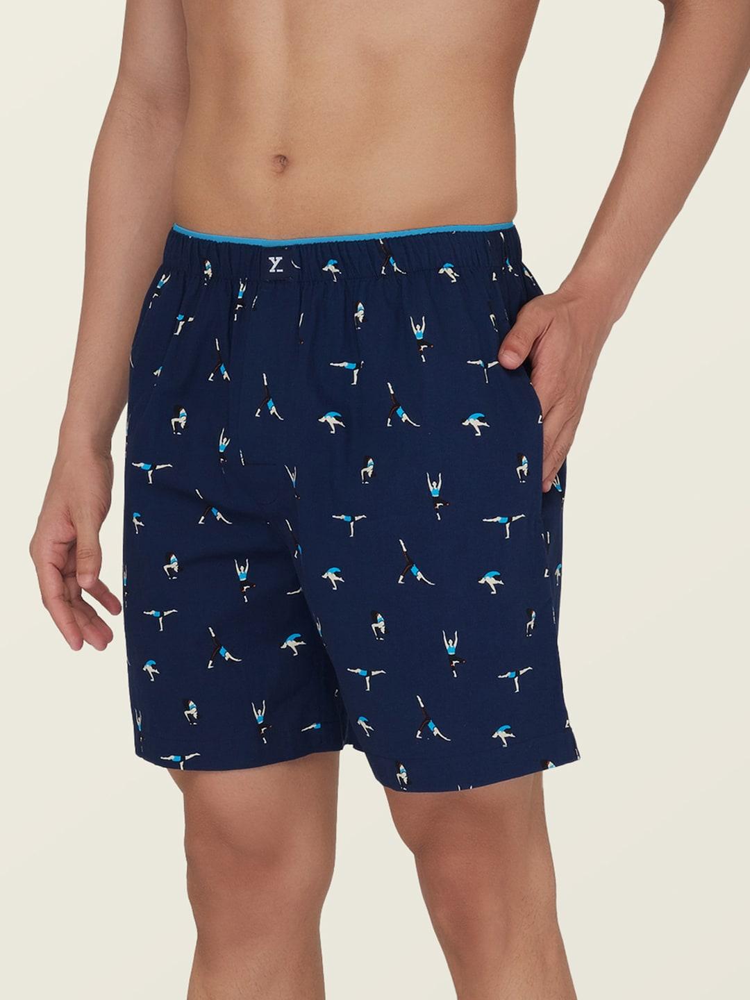 XYXX Men Navy Blue Printed Pure Cotton Anti-Bacterial Boxer