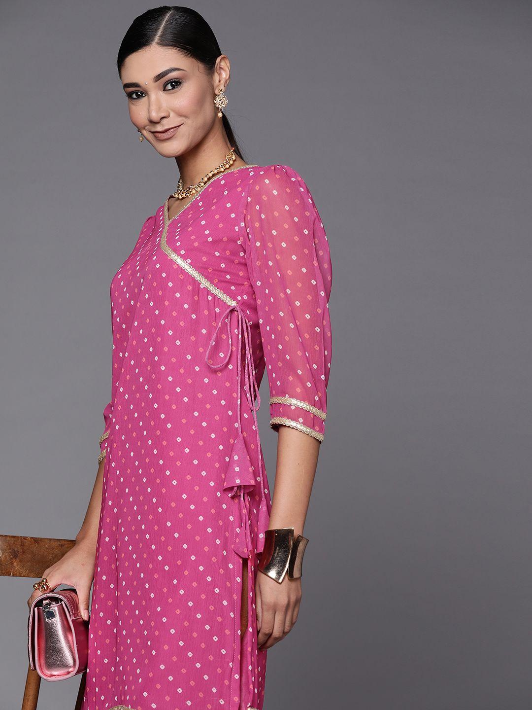 inddus-women-pink-bandhani-printed-pastels-georgette-kurta