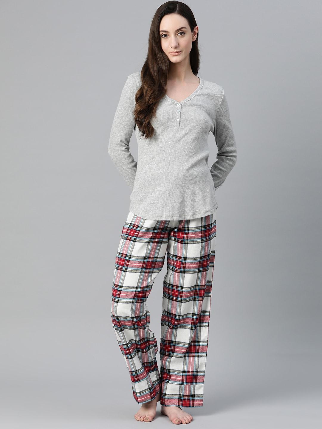 Marks & Spencer Ribbed Checked Pyjama Set