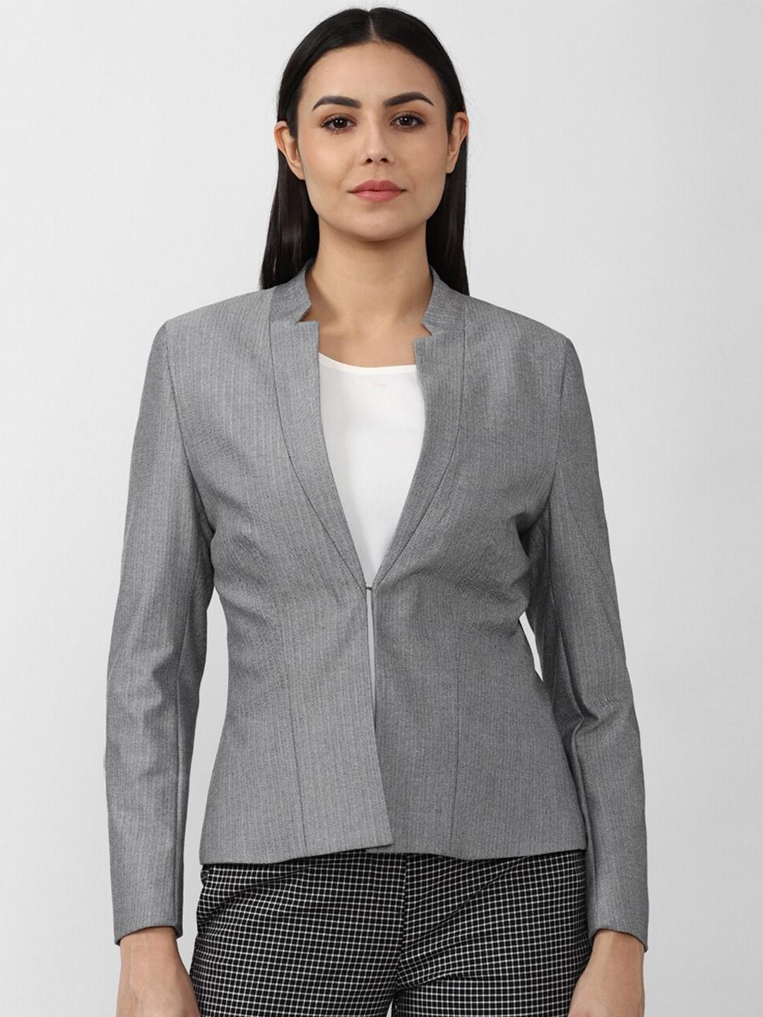 Van Heusen Woman Woman Grey Self-Design Cotton Blazers
