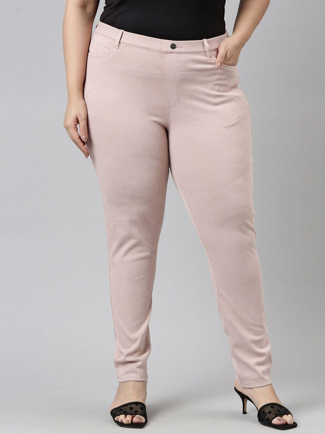 go-colors-women-pink-striped-slim-fit-jeggings