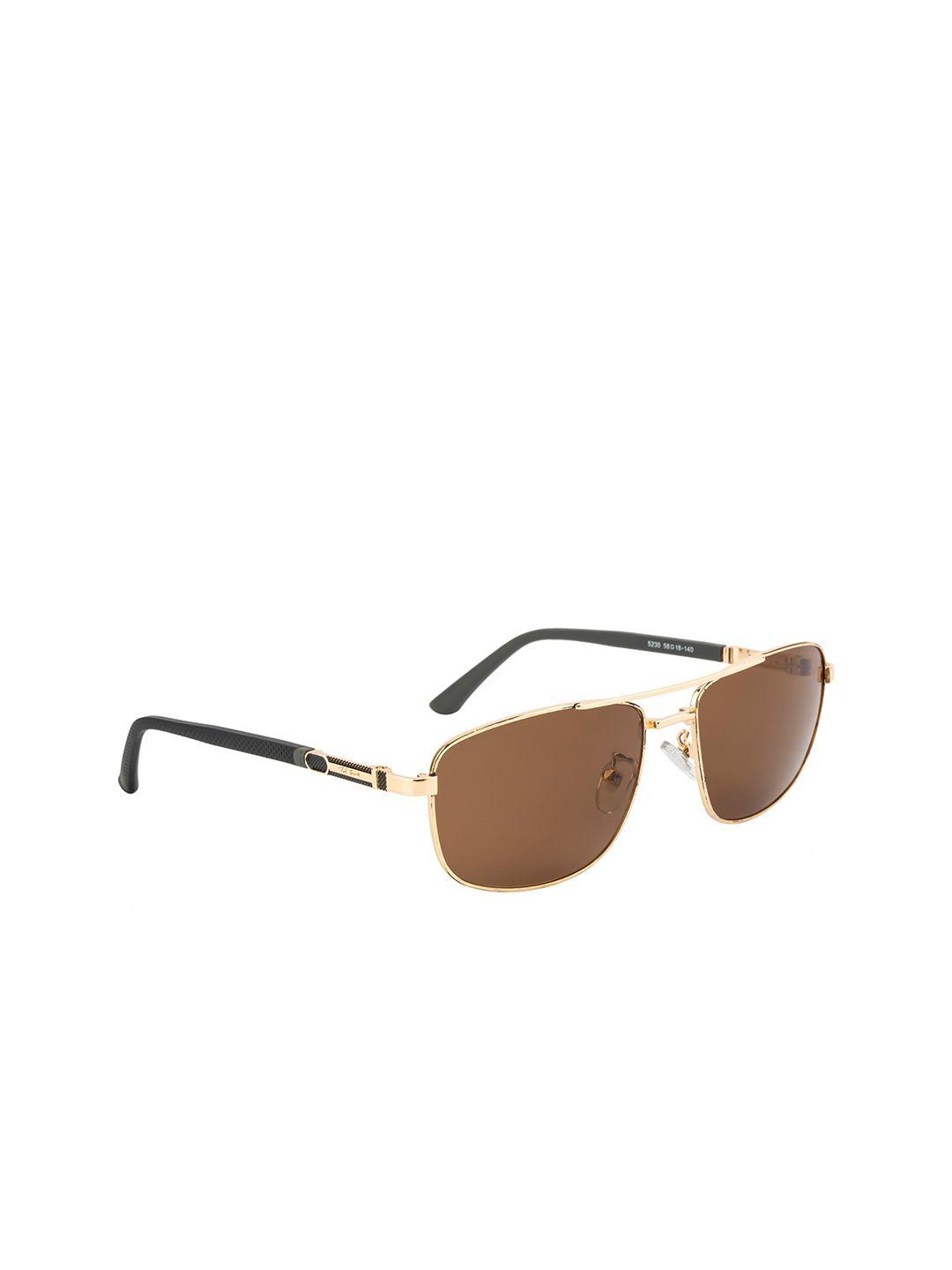 Ted Smith Unisex Brown Lens & Gold-Toned Aviator Sunglasses with UV Protected Lens
