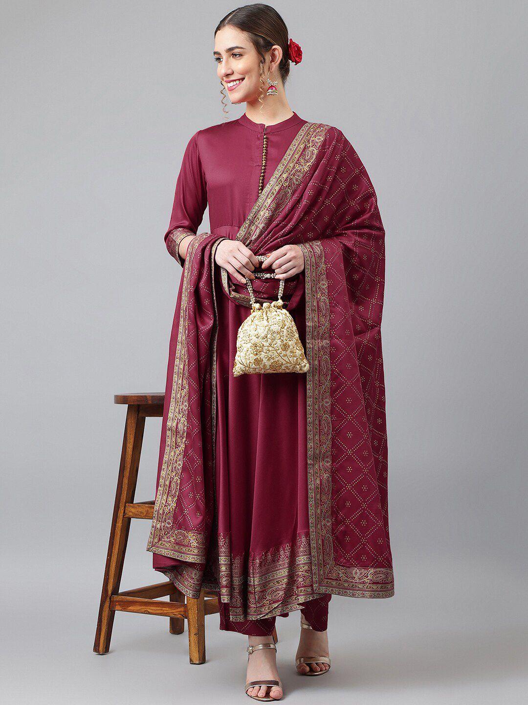khushal-k-women-maroon-ethnic-motifs-kurta-with-churidar-&-with-dupatta