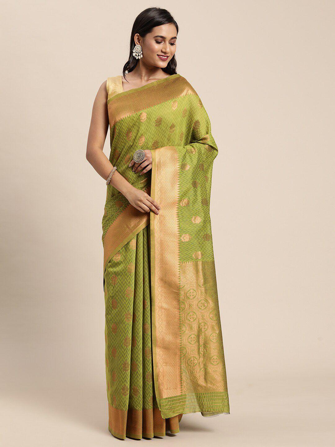 gajarai-green-&-gold-toned-woven-design-zari-silk-blend-banarasi-saree