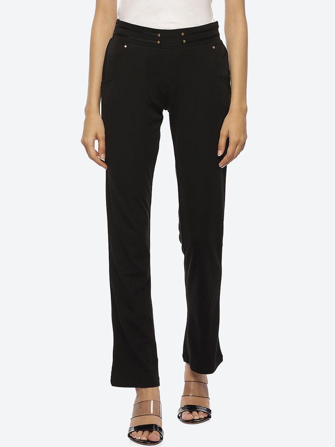 lakshita-women-black-relaxed-loose-fit-chambray-trousers