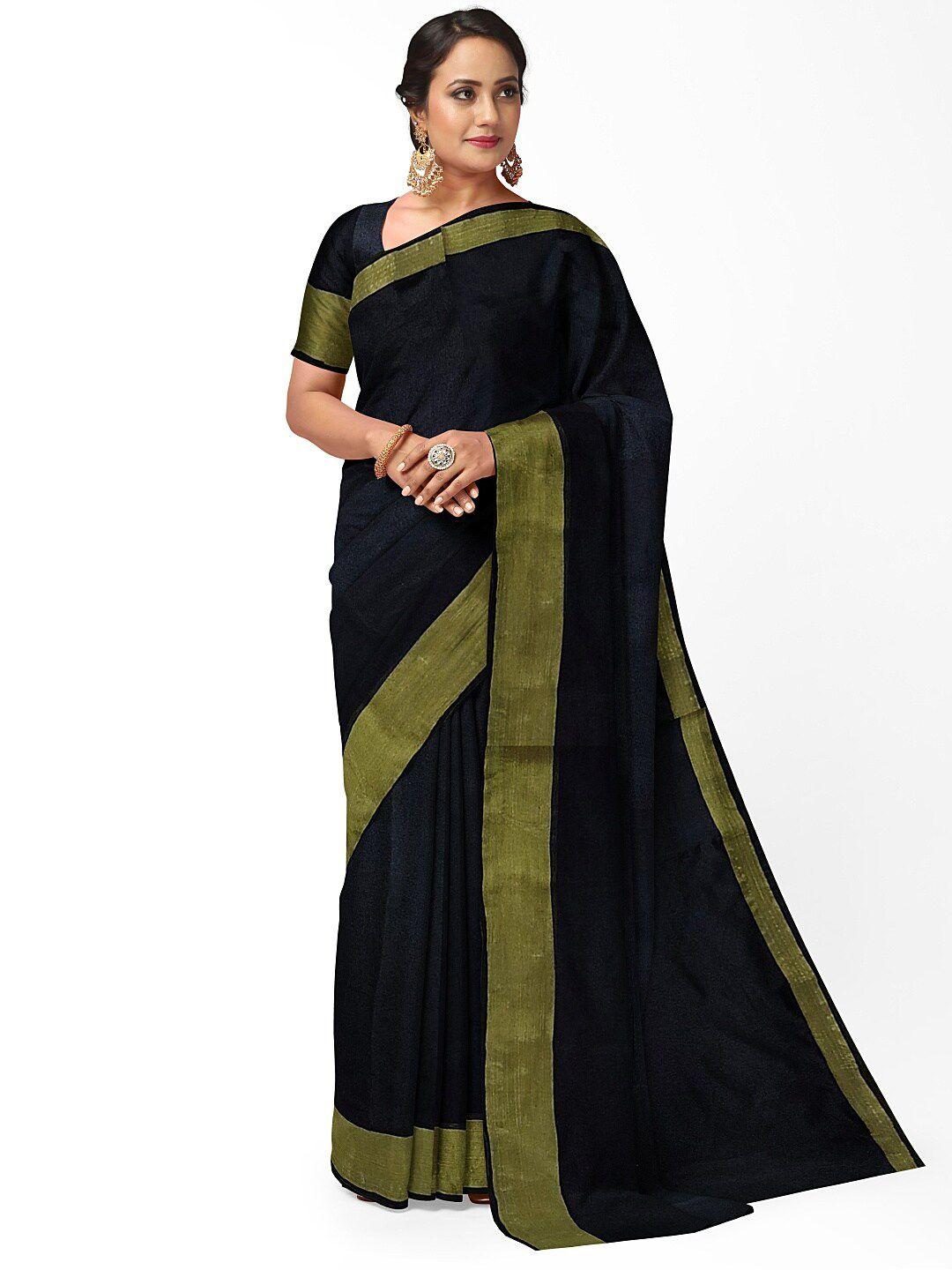 Florence Black & Green Silk Cotton Saree