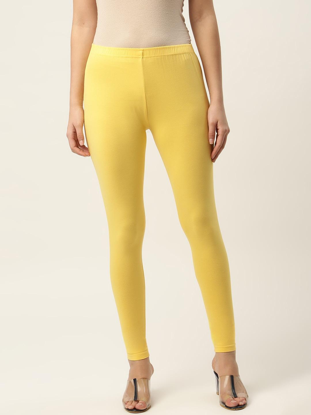 Ms.Lingies Women Yellow Solid Ankle-Length Leggings