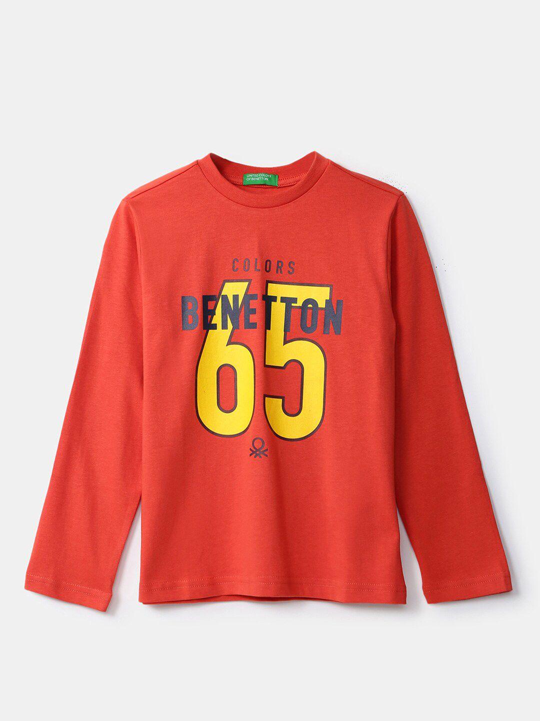 United Colors of Benetton Boys Red Typography Printed T-shirt