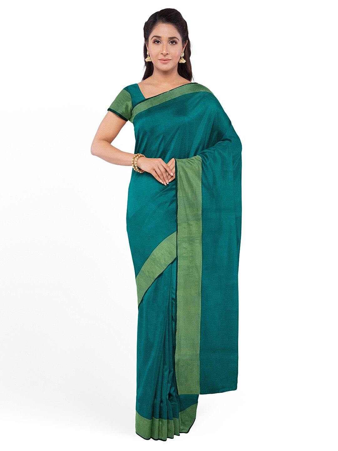 Florence Green Silk Cotton  Sungudi Saree