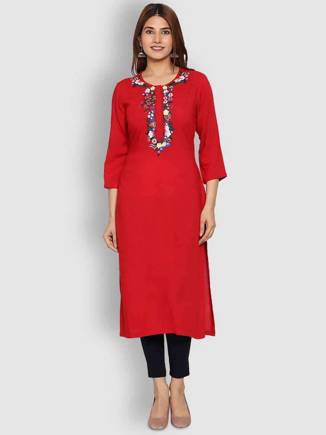 shereen-women-red-floral-embroidered-kurta