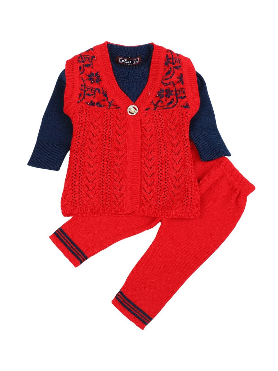 V-Mart Unisex Kids Red Cotton Clothing Set