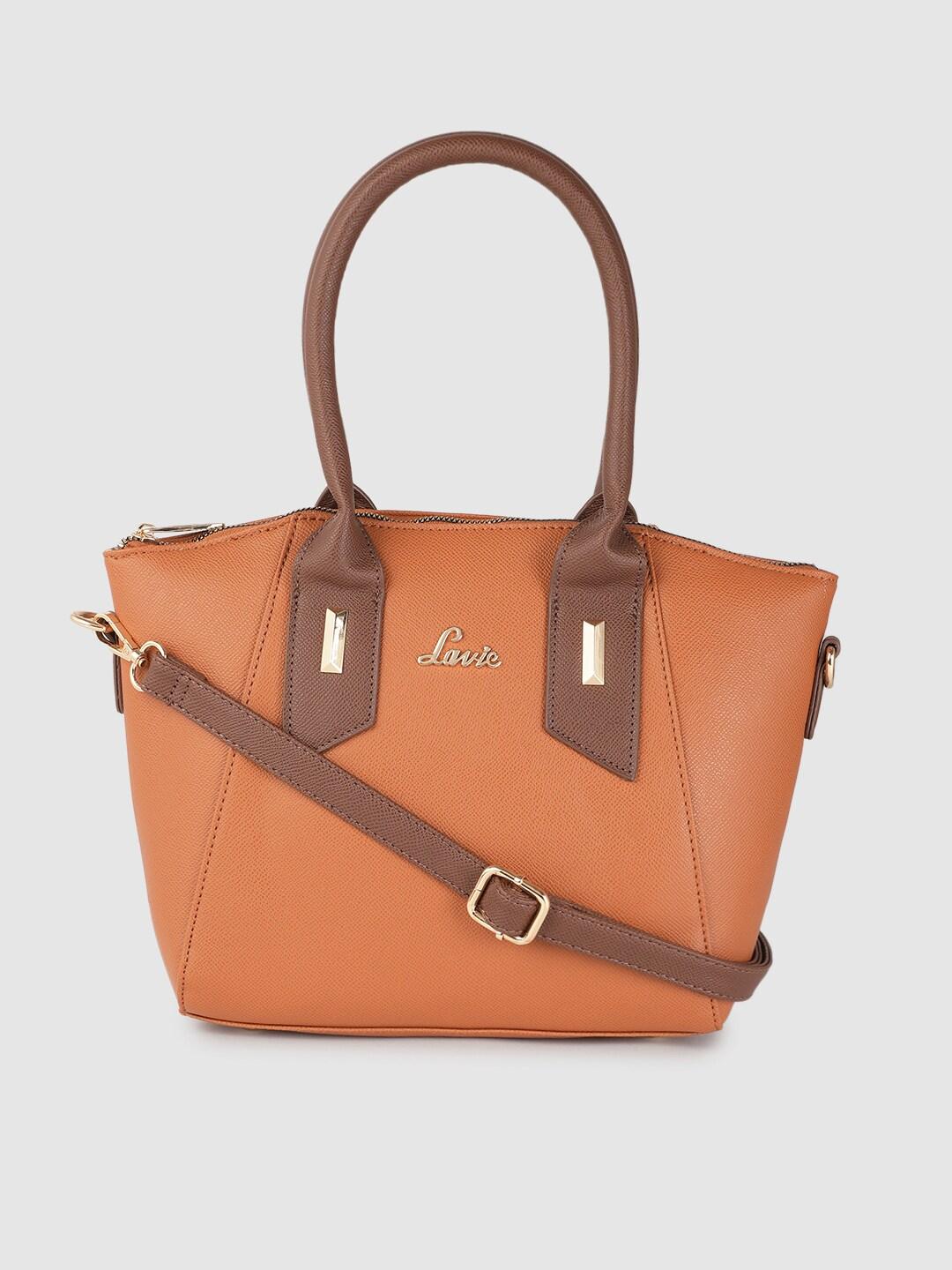 Lavie Women Tan Brown Solid Structured Handheld Bag