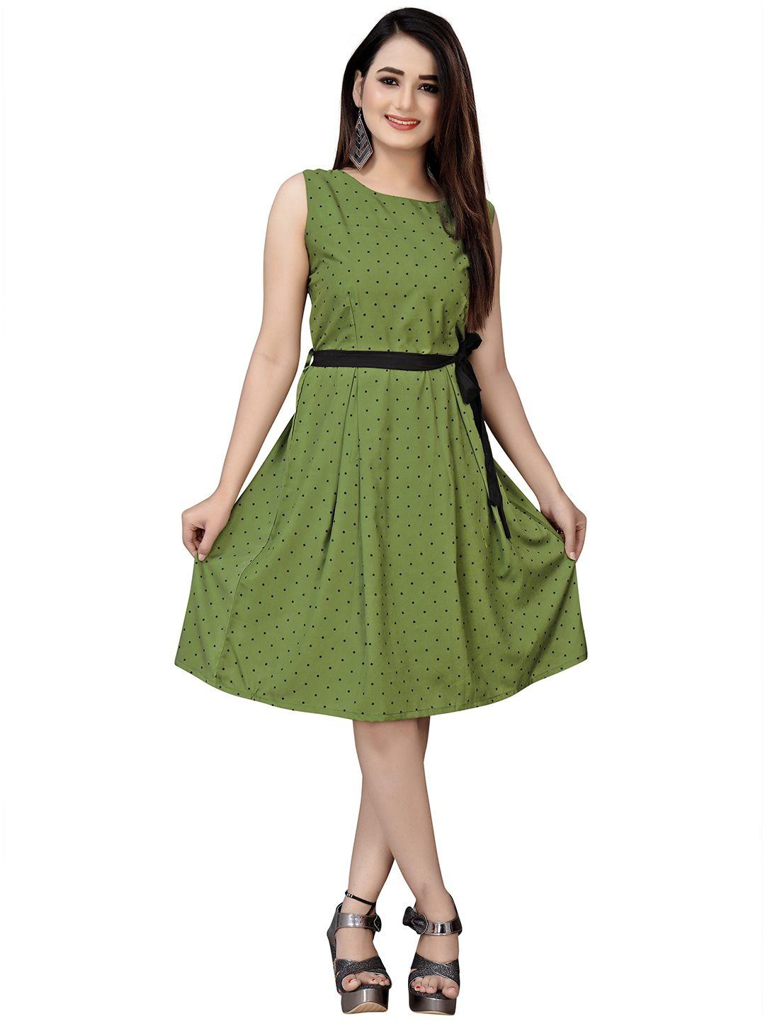 modli-20-fashion-green-polk-dots-crepe-dress