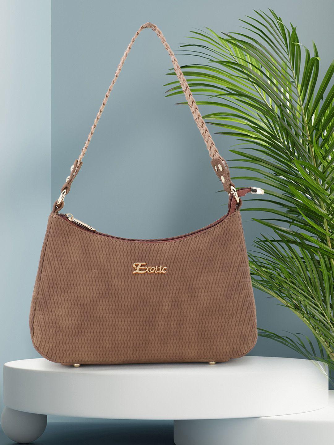 Exotic Brown PU Structured Shoulder Bag