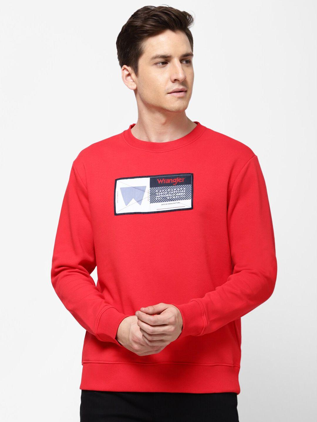wrangler-men-red-&-white-printed-sweatshirt