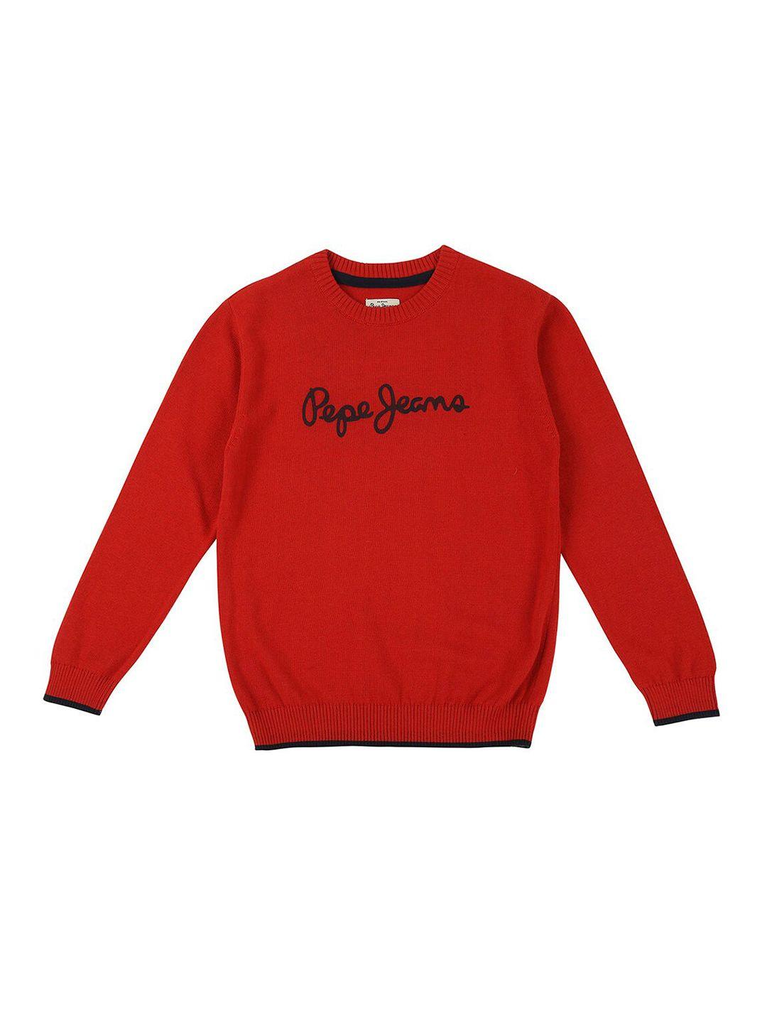 pepe-jeans-boys-red-&-black-typography-printed-cotton-pullover