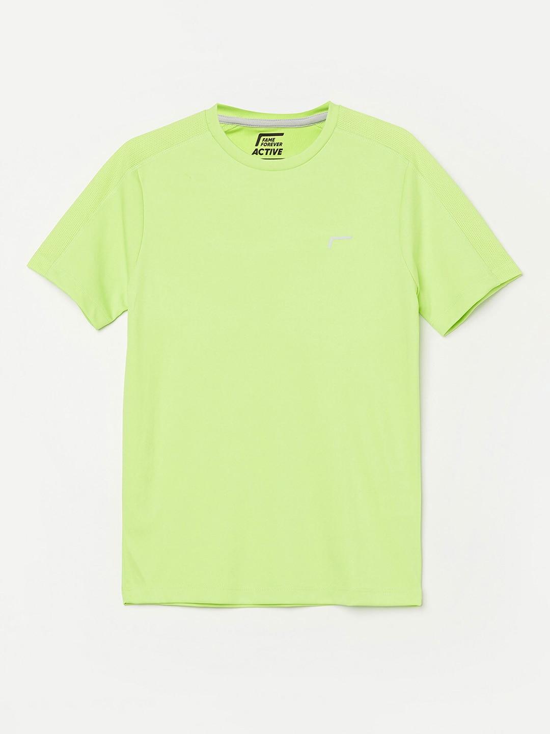 Fame Forever by Lifestyle Boys Lime Green Solid Regular Fit T-shirt