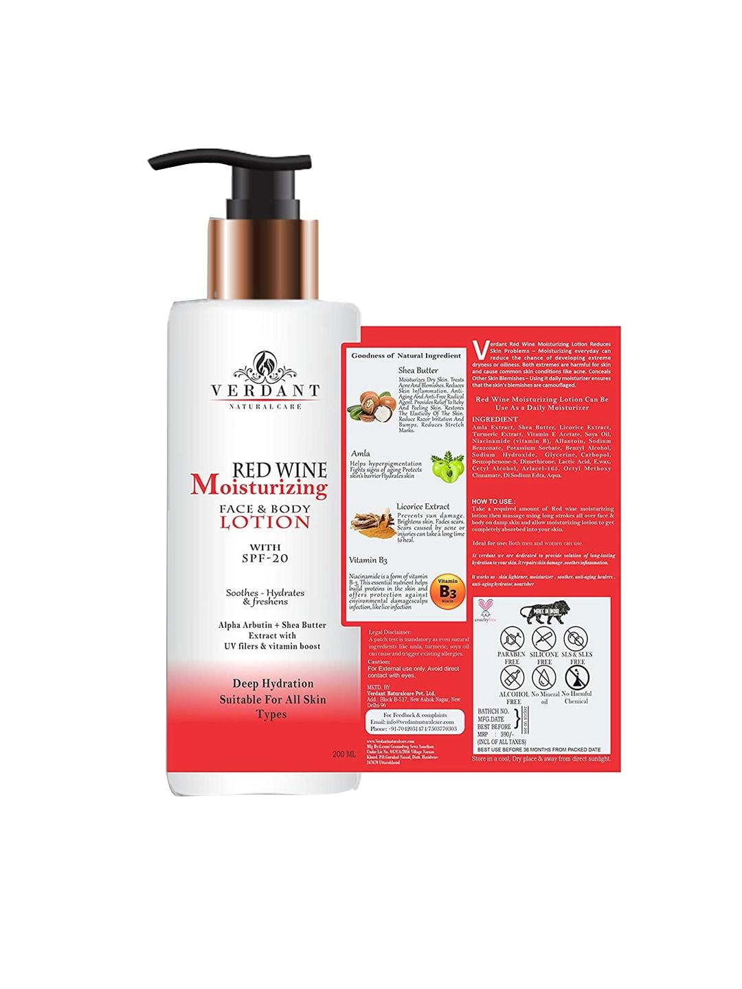 Verdant Natural Care Red Wine Moisturizing Body Lotion With SPF 20