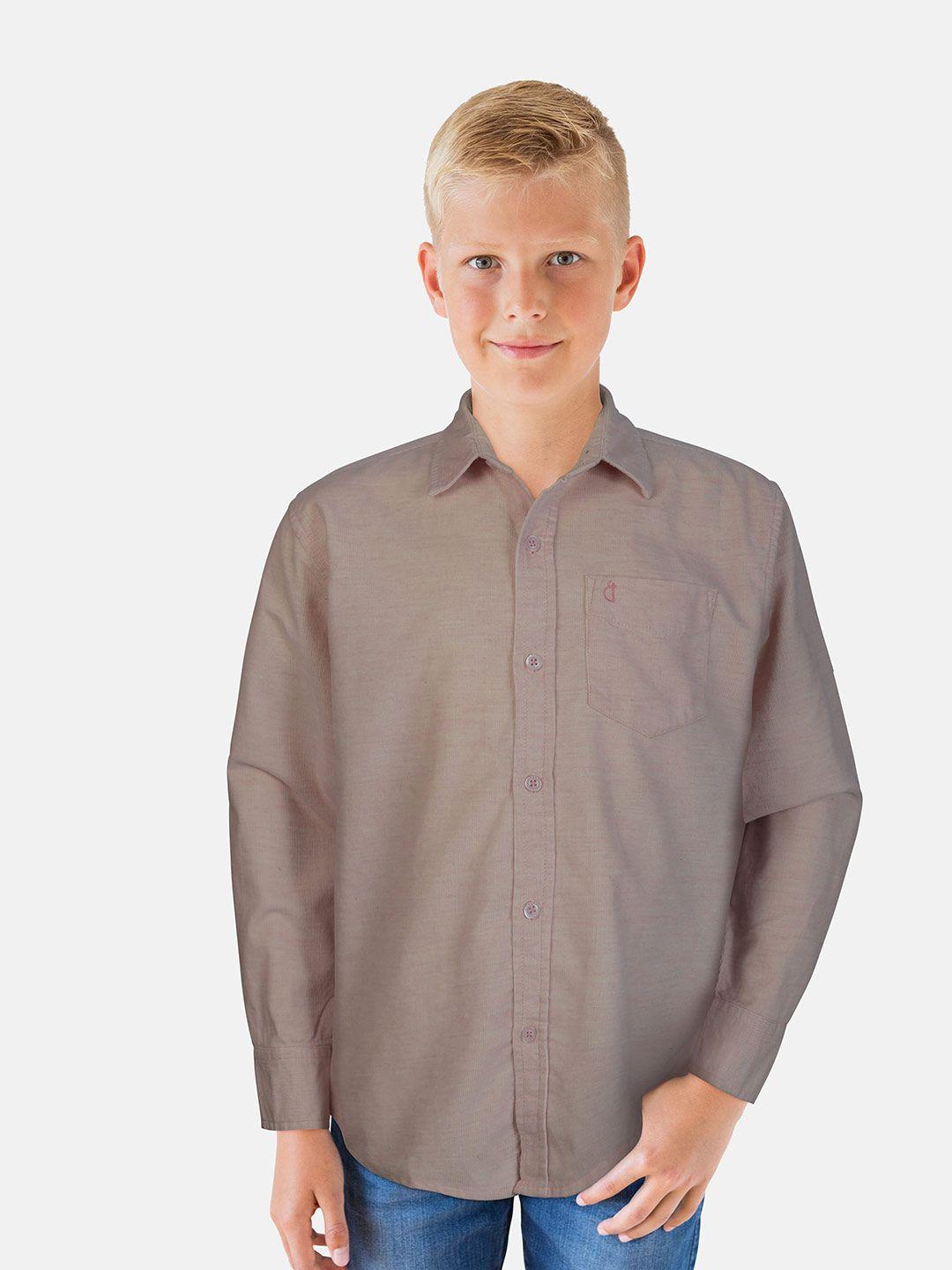 Gini and Jony Boys Peach Solid Full Sleeves Casual Shirt