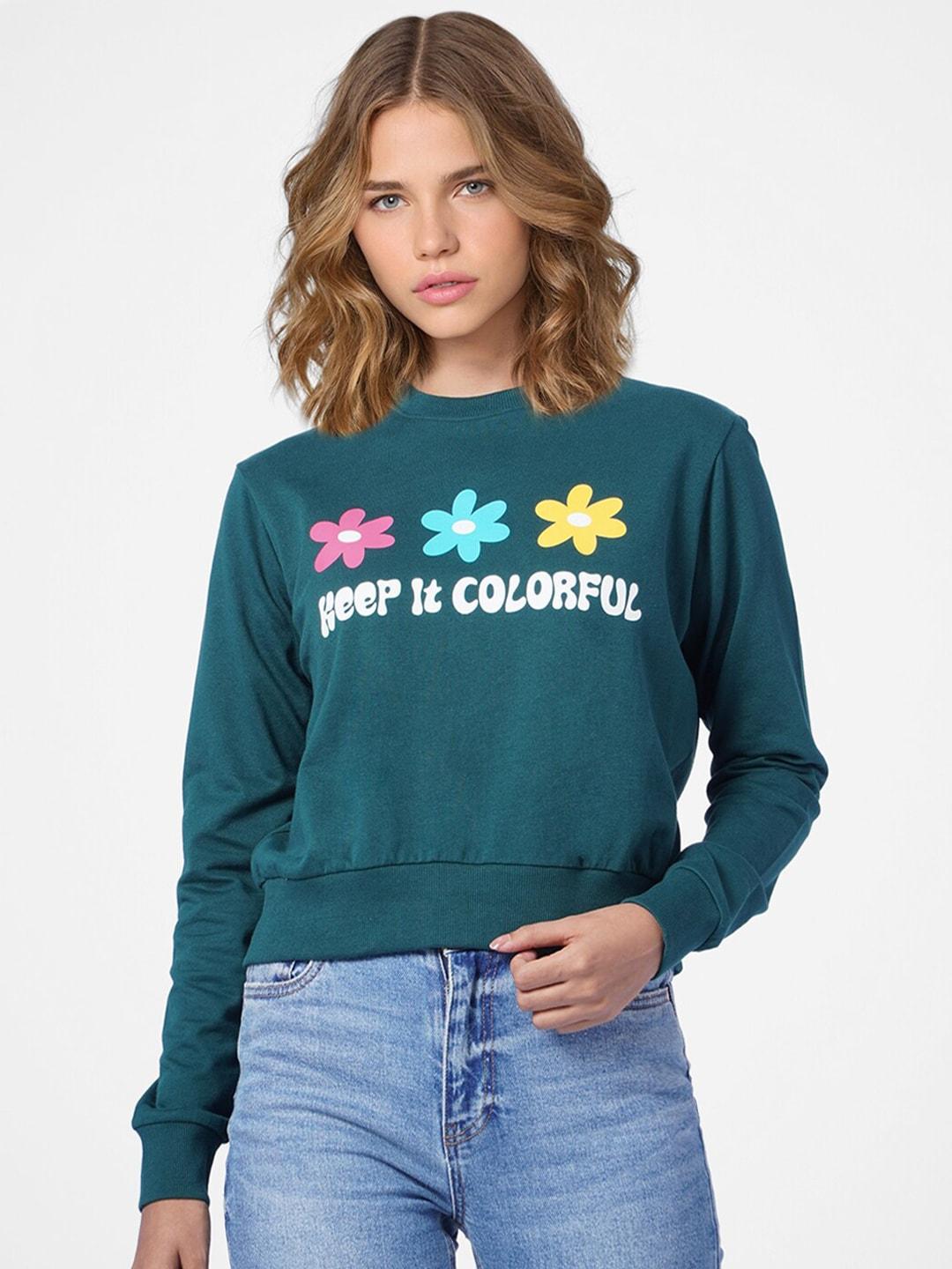 only-women-teal-typography-printed-sweatshirt